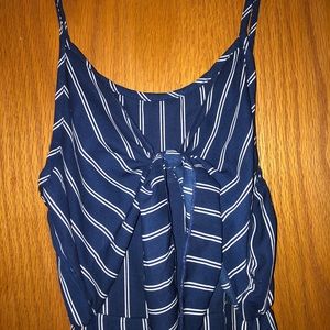 navy blue striped jumpsuit